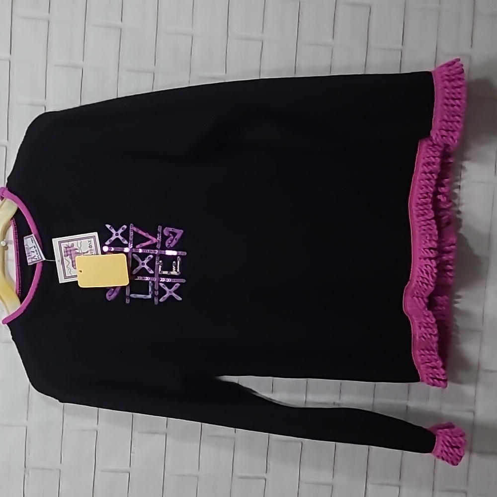 NWT Girls Globaltex black & hot pink sweater